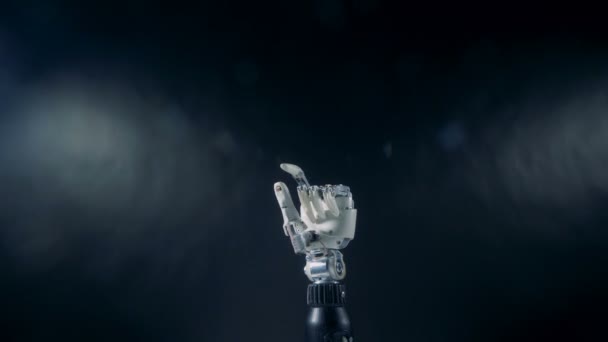 Bionic prosthesis bending fingers, close up. — Stock Video