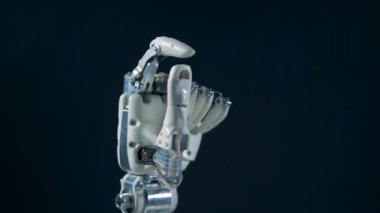 Robot el parmakları bükme beyaz, yakın çekim.