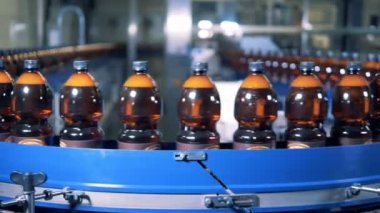 Döner Konveyör bant bira şişeleri taşıdığının