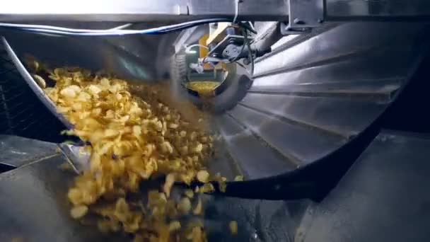 Rendezett burgonya chips keverés egy ízfokozók. — Stock videók