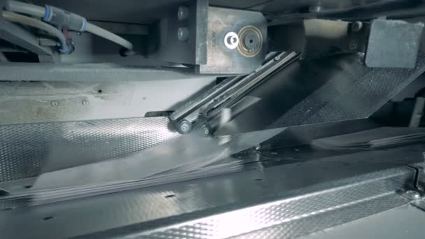 Kertas pada konveyor cetak, peralatan tipografi . — Stok Video