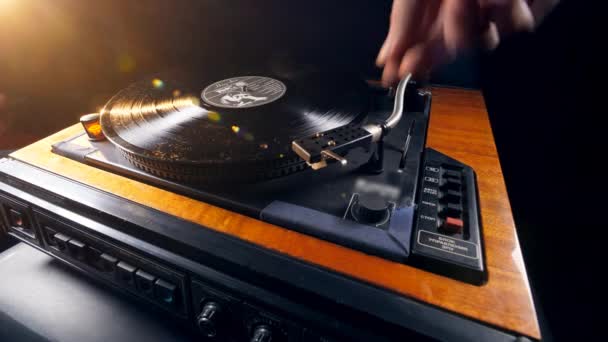 ビニールレコードはレコードプレーヤーに置かれつつある — ストック動画