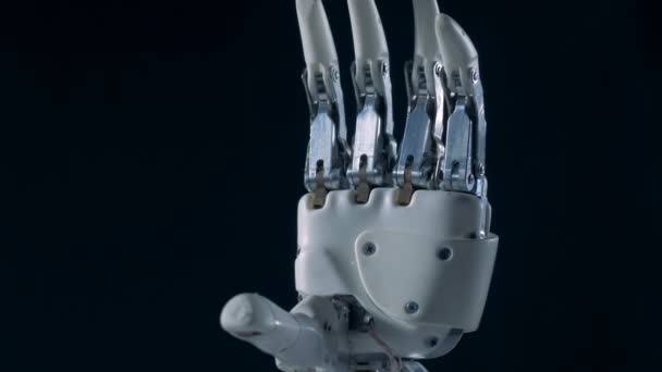 Robot hand prothese, close-up. — Stockvideo