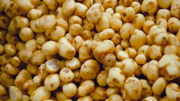Очищені бульби картоплі кидаються один на одного — стокове відео
