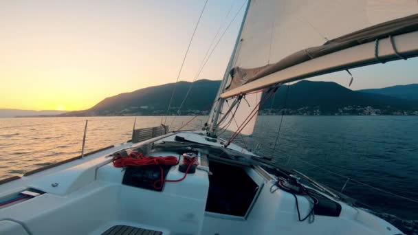 First-person view from a boat sailing through waters — Stock Video