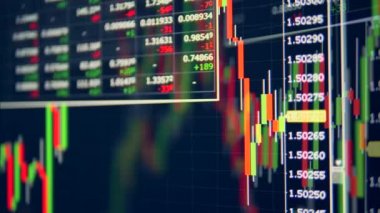 Broker monitöründe birçok göstergeiçeren grafikler. Online ticaret konsepti.