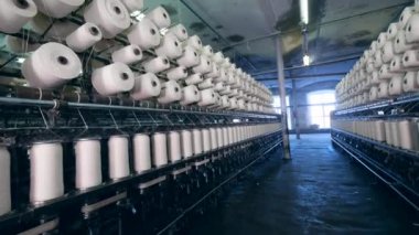 Dönen bobinler ile giyim fabrikası ünitesi