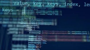 Birçok basamak bir monitör üzerinde hareket, bir programlama kodu oluşturma.