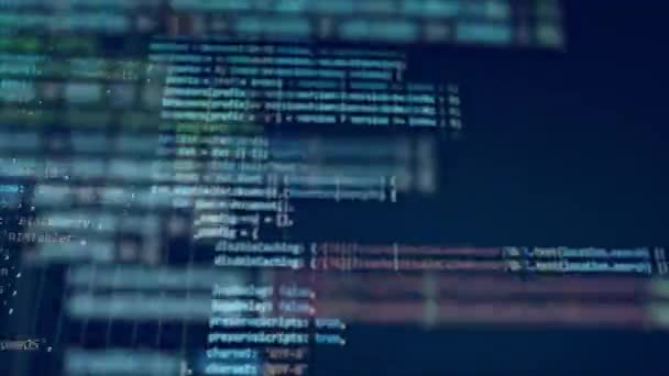 Código de programação em movimento em uma tela do computador . — Vídeo de Stock