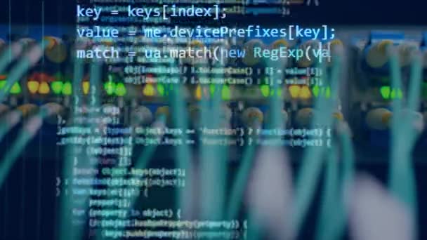 Blauer Bildschirm mit digitalem Code. — Stockvideo
