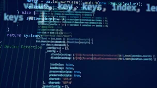 Modrý monitor s mnoha číslicemi v kódu. — Stock video
