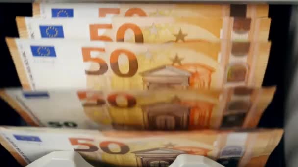 Modern counting machine works with euros. — Stock Video