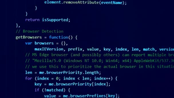 O código de programação está aparecendo na tela — Vídeo de Stock