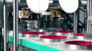 Folyo, taşıyıcı tarafından taşınan kutulara konuyor. Fabrikada paketleme işlemi.