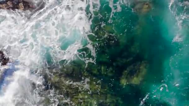 Turbulent sea waves in a top view — Stock Video