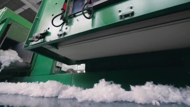 Máquinas de fábrica modernas movem rebatidas sintéticas em uma linha . — Vídeo de Stock