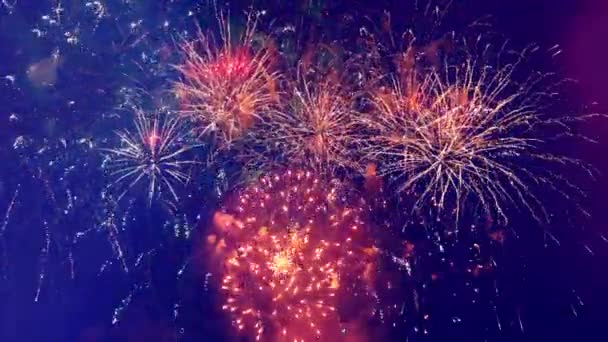 Esplosioni multiple di fuochi d'artificio vibranti — Video Stock