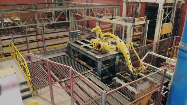 Unité de production avec équipement robotique. Équipement d'usine automatisé moderne . — Video