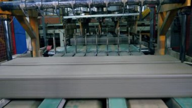 Otomatik makine bir fabrikada kalıbı tuğlalara dönüştürür.