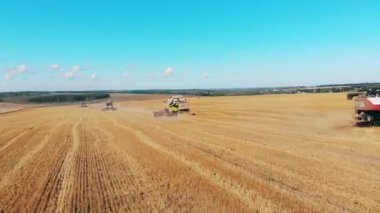 Tahıl tarım makineleri tarafından toplanıyor.