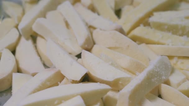 Frozen fries on a tray. — Stock Video