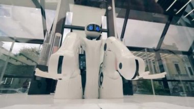 Bir kafede yüksek teknoloji robot garson.