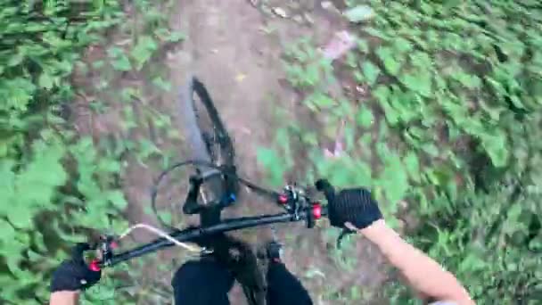 Bmx rider is managing a bicycle in a first-person view — Stock Video