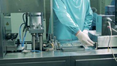 Bir uzman kapsül haplarının naklini kontrol ediyor.