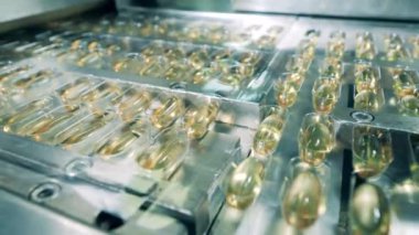 Taşıyıcı bant balık yağı haplarının yerini değiştiriyor. Kapat.