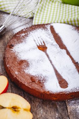 Pasta elma ve armut ahşap rustik tablosundaki ile. Yakın çekim