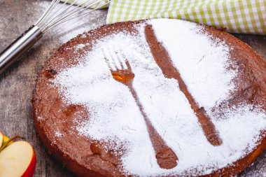 Pasta elma ve armut ahşap rustik tablosundaki ile. Yakın çekim