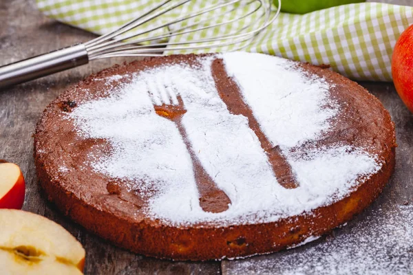 Pasta elma ve armut ahşap rustik tablosundaki ile. Yakın çekim