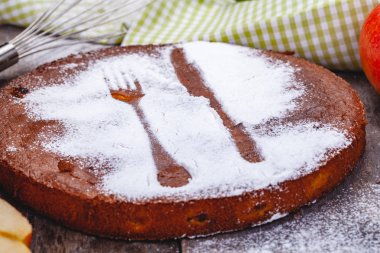 Pasta elma ve armut ahşap rustik tablosundaki ile. Yakın çekim