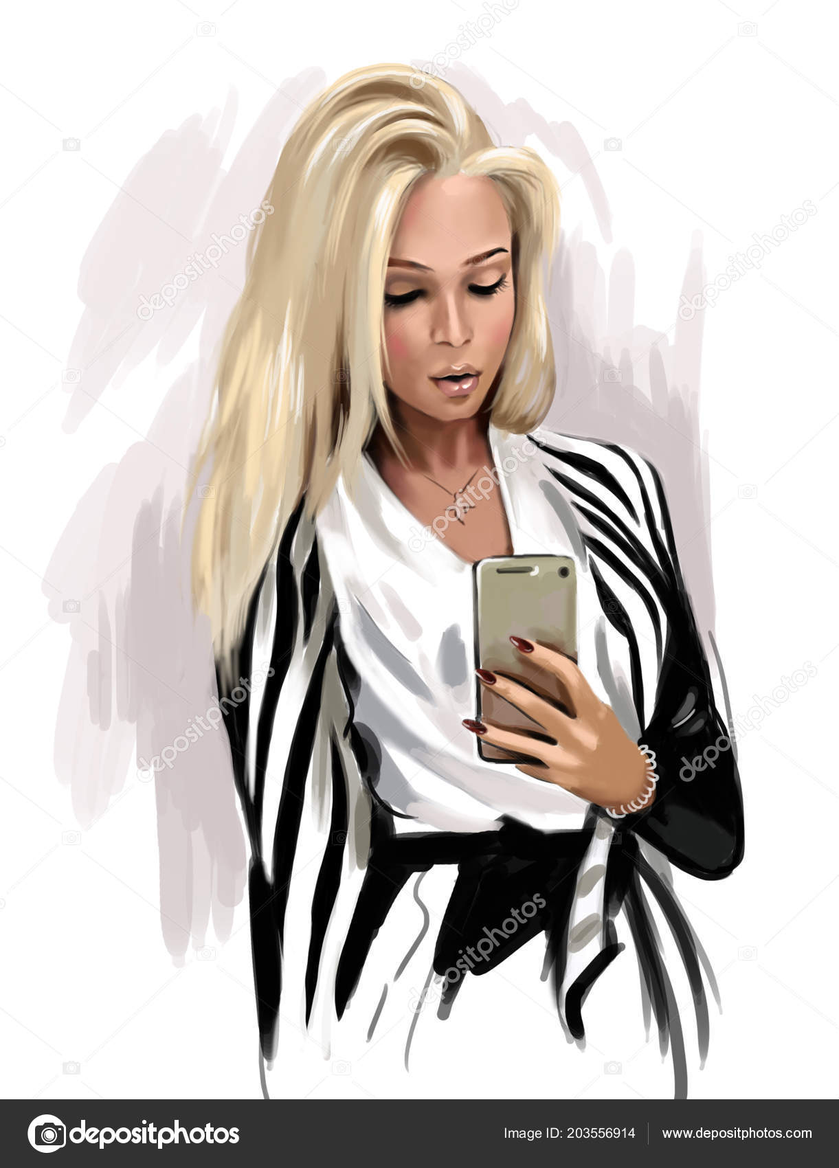 Colorful Sketch Woman Blonde Hair Striped Jacket White Background Stock Photo by ©furzikava 203556914 Colorful Sketch Woman Blonde Hair Striped Jacket White Background Stock Photo by ©furzikava 203556914