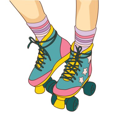 Beyaz arka planda izole kadın bacaklar üzerinde renkli silindirler 