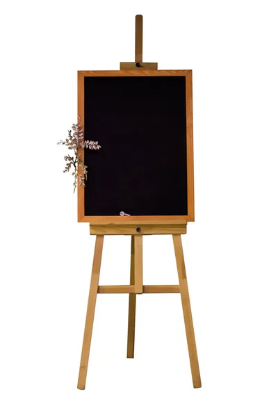 Isolated Chalk Board Form Easel Three Legs Empty Black Box — Stock Photo, Image