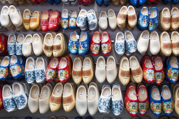 Wooden clogs from Amsterdam , Netherlands. Beautifully painted dutch wooden clogs.