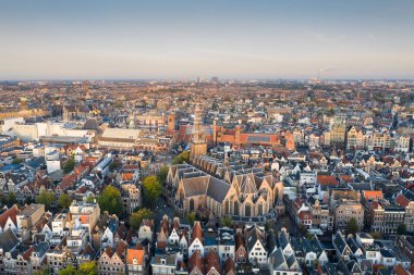 Panoramic aerial view of Amsterdam, Netherlands. View over historic part of Amsterdam/