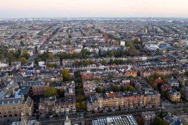 Panoramic aerial view of Amsterdam, Netherlands. View over historic part of Amsterdam/