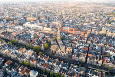 Panoramic aerial view of Amsterdam, Netherlands. View over historic part of Amsterdam/
