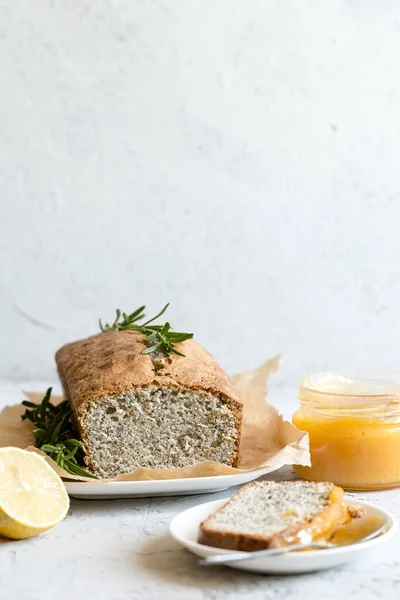 Gâteau Citron Aux Graines Pavot Gâteau Maison Parfumé Avec Des — Photo