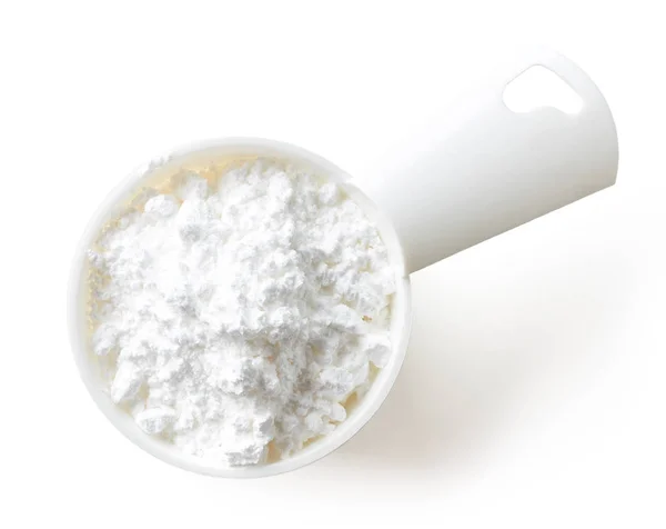 Μεζούρα Ζάχαρη Σκόνη Που Απομονώνονται Λευκό Φόντο Top View — Φωτογραφία Αρχείου