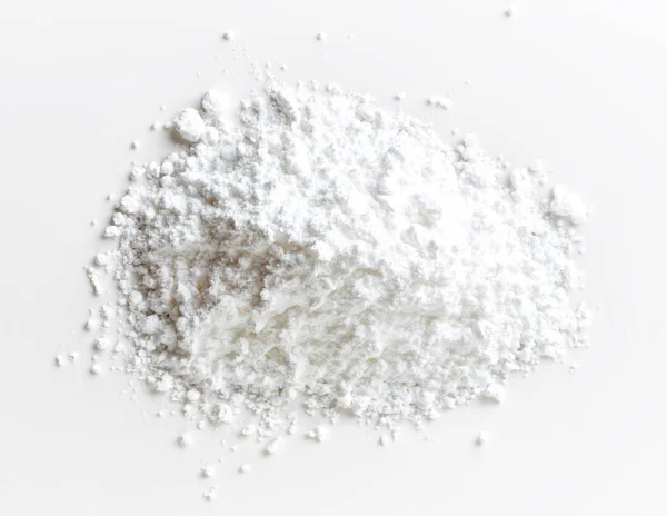 Σωρός Από Ζάχαρη Σκόνη Που Απομονώνονται Λευκό Φόντο Top View — Φωτογραφία Αρχείου