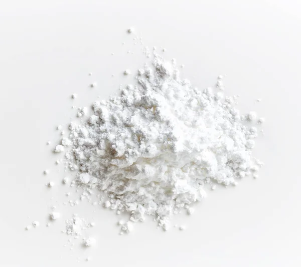 Σωρός Από Ζάχαρη Σκόνη Που Απομονώνονται Λευκό Φόντο Top View — Φωτογραφία Αρχείου