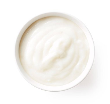 Pirinç lapası beyaz arka plan üzerinde üstten görünüm izole bebekler için kase