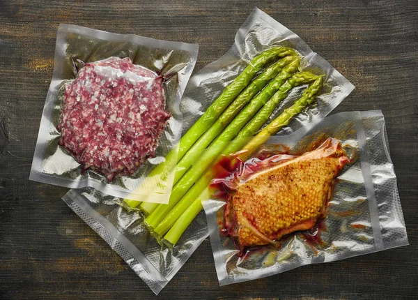 Ördek göğsü, burger et ve kuşkonmaz vakum ahşap t mühürlü