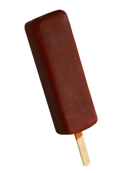 Dark Chocolate Glazed Ice Cream Bar Stick — Stock Photo, Image