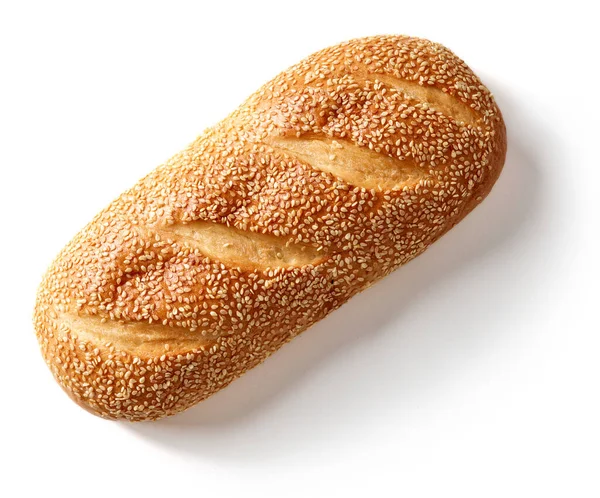Čerstvě Upečený Bochník Chleba Izolovaný Bílém Pozadí Pohled Shora — Stock fotografie