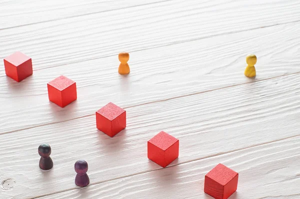 Yanlış anlama, bir bariyer toplum reddi ilişkiler, ırkçılık, kavramı. İnsanlar, önyargı arasındaki engelleri. Üstten görünüm, düz yatıyordu.