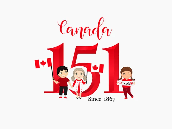 Happy Canada Day Plakat Juli Vektor Illustration Grußkarte Kinderlogo — Stockvektor